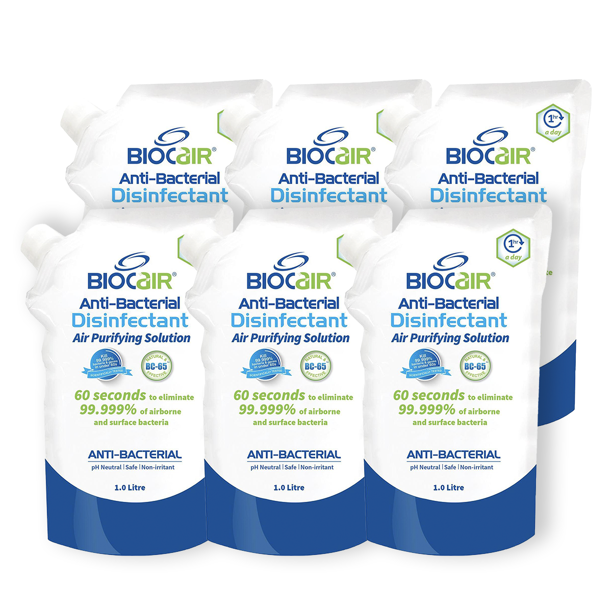 1 Box of 6 BioActive Anti-Bacterial Air Purifying Solution (1L)